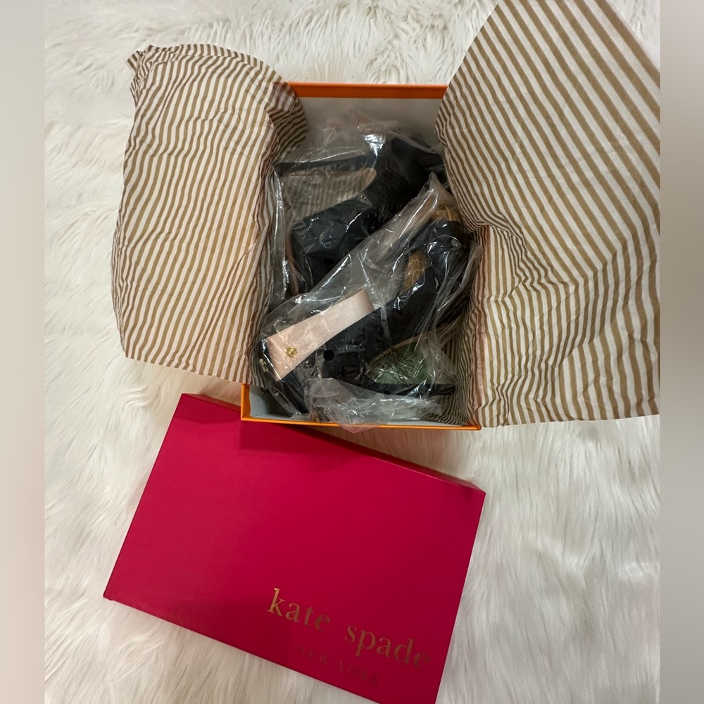 KATE SPADE GRANDE BOW BLACK SATIN PEEP TOE STILETTO HEELS SIZE 8 NARROW NO BOW - Picture 8 of 8